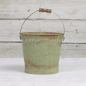 Metal Bucket for Newborn - Green - Baby Photo Props