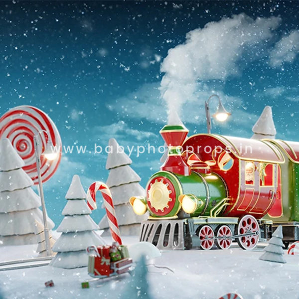 Snow-Train-Baby-Printed-Backdrops - Baby Photo Props